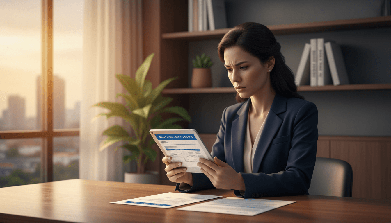 Woman reviewing insurance documents on tablet