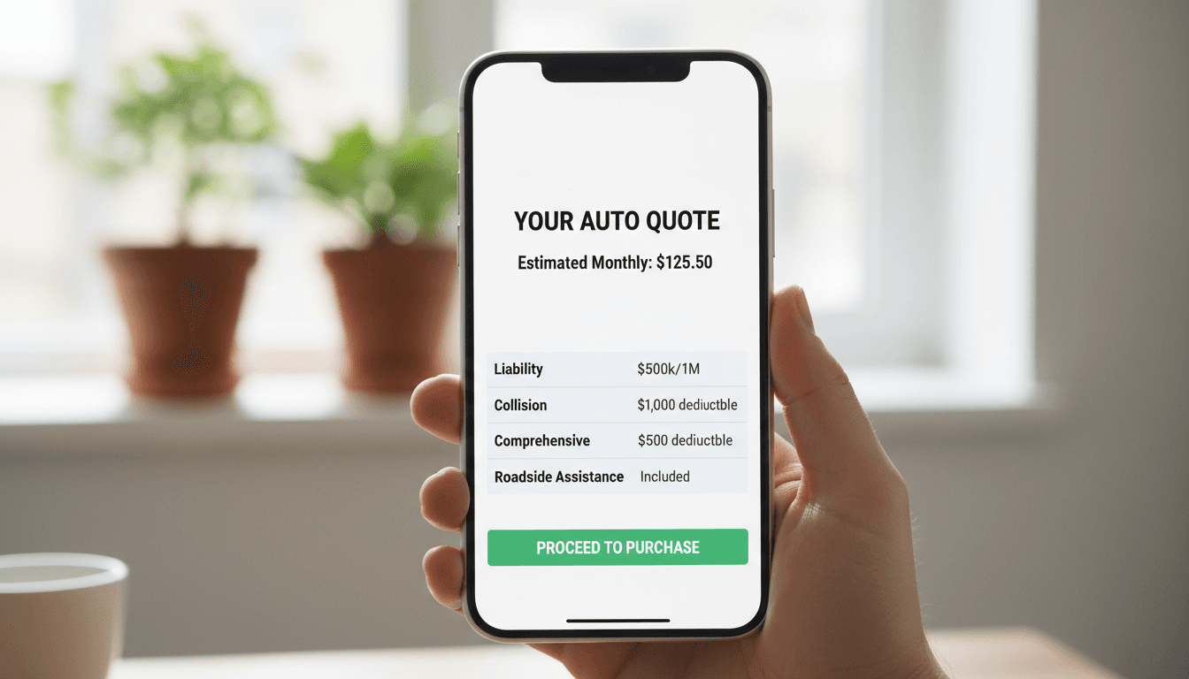 EFB Insurance USA mobile platform displaying quick quote process