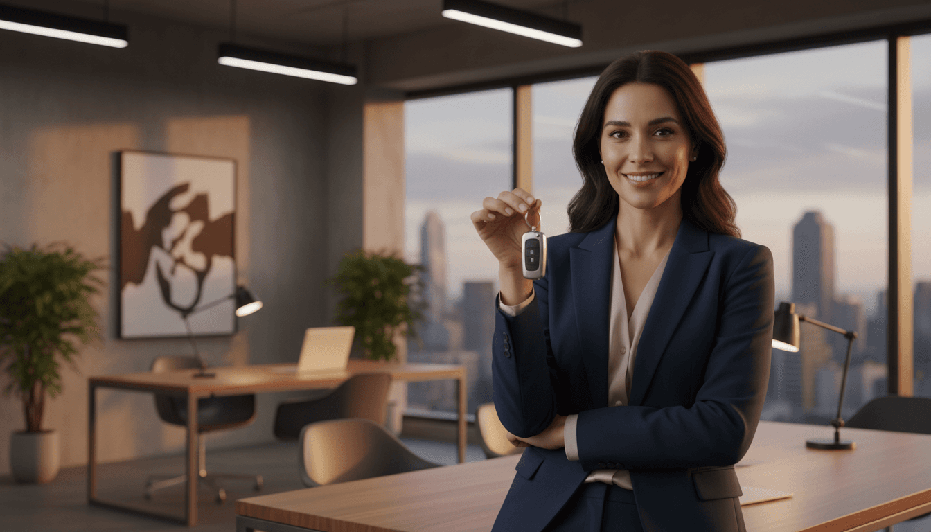 Bilingual insurance consultant presenting auto insurance quote to customer