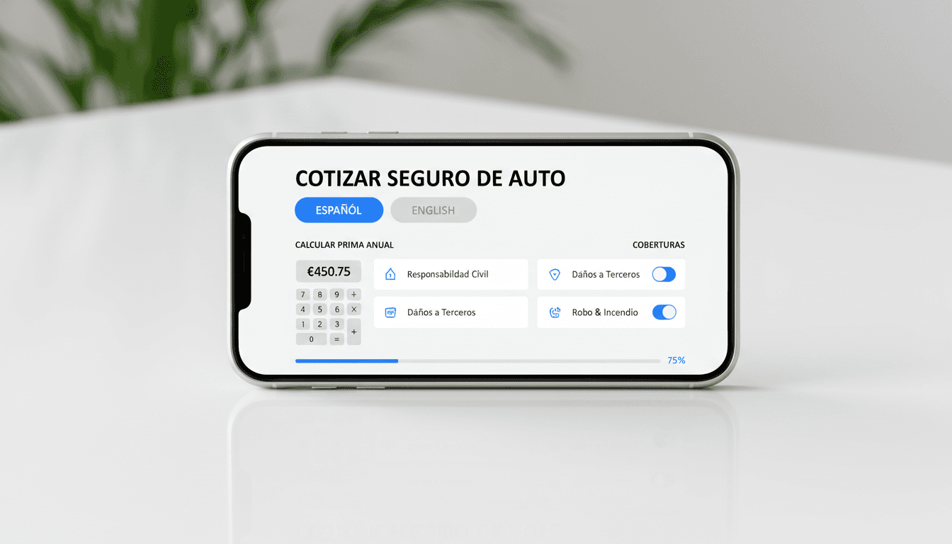 Insurance quote form on mobile phone